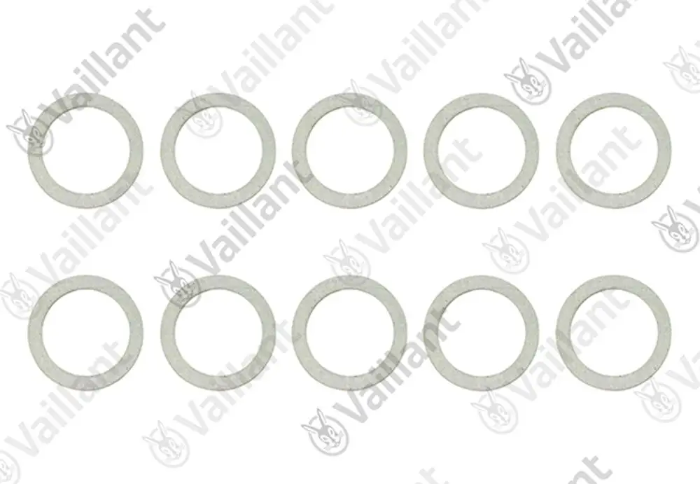 Vaillant Dichtungsringe, in einem Set von zehn, mit einem runden, flachen Design für die Verwendung in Heizungs- oder Sanitärinstallationen.